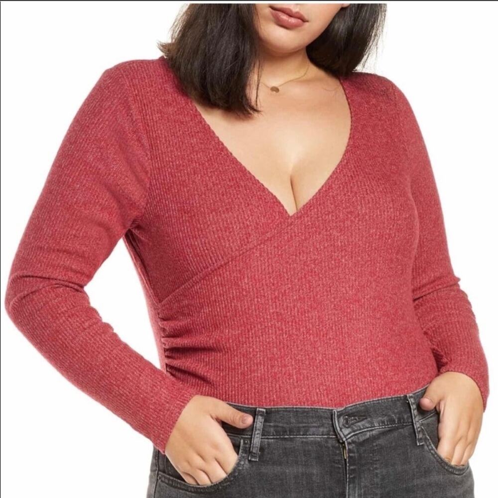 BP Cozy Ribbed Wrapped Bodysuit, Sz 4X